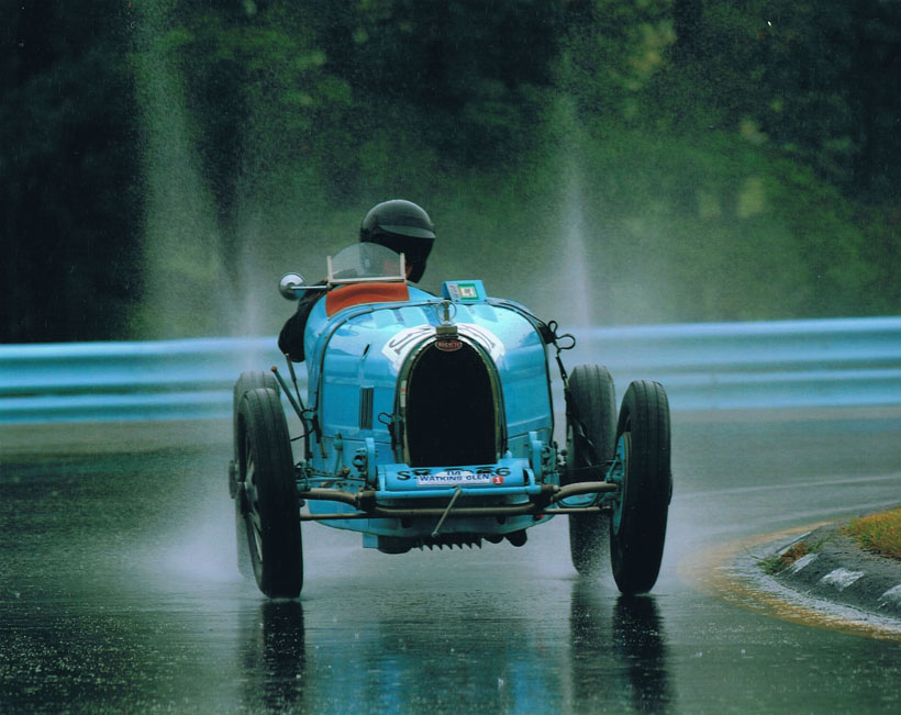 Bugatti 35B in rain at Watkins Glen